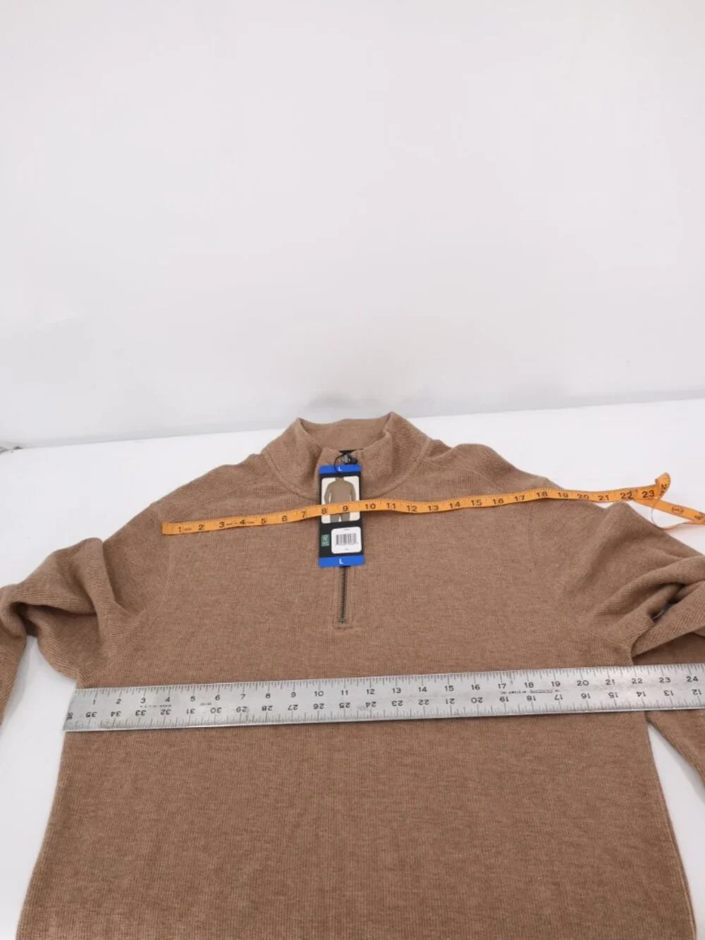 NWT Banana Republic Sweater Men’s Large Waffle Knit Quarter Zip Pullover Tan